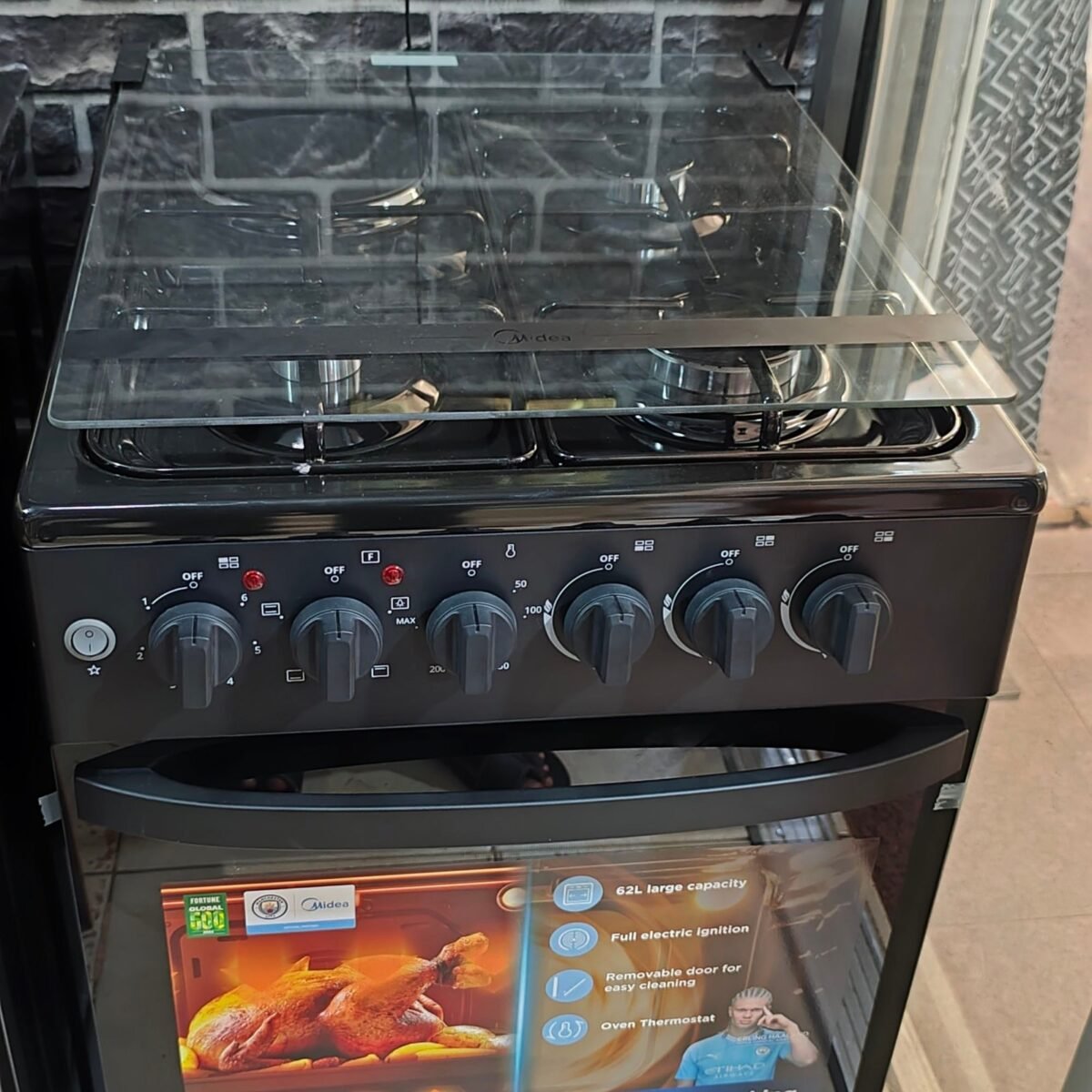 Midea gas electric cooker 3gas 1 electric plate and electric oven 50cm by 60cm with self ignition - Image 5