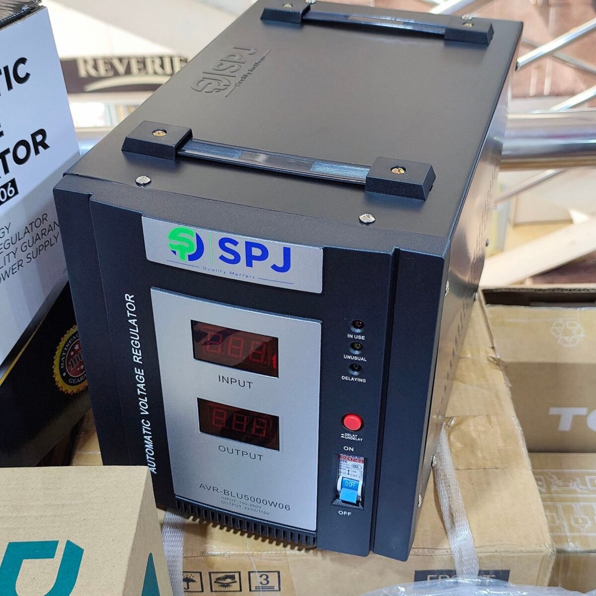 SPJ AVR-BLU5000W06 Automatic Voltage Regulator 5000W – Black - Image 4