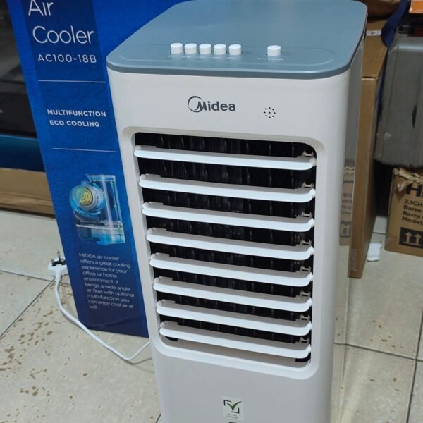 Midea AC100-18B Multifunction Eco Air Cooler – 50W, 4.8L Water Tank, Wide-Angle Airflow, Portable with Caster Wheels