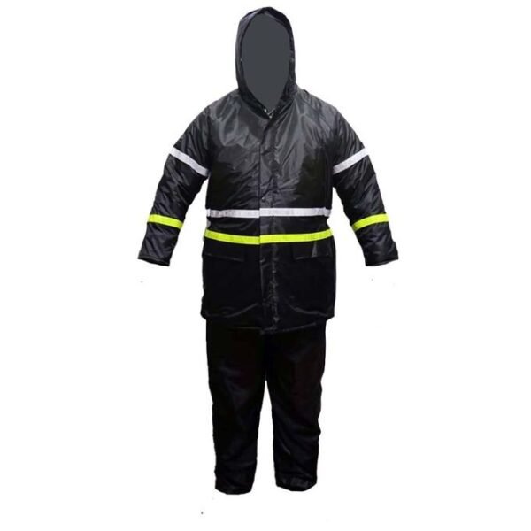 RIDING SUIT, Generic Rain Or Riding Coat With Reflector & A Trouser - Black