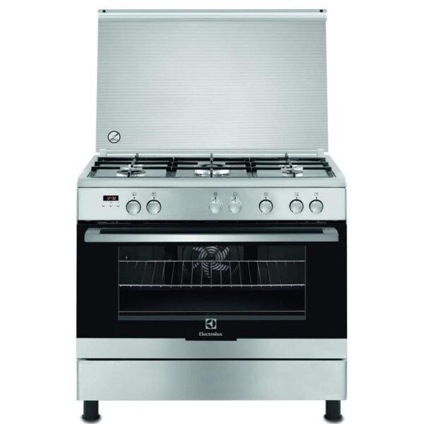 Electrolux 90*60cm 5 Gas Cooker with Multifunction Electric Oven and Grill, Rotisserie, Digital Display, Steel, EKK925A0OX