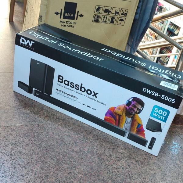 Digiwave Bassbox 500W Digital Soundbar with Subwoofer & 2 Satellite Speakers – DWSB-5005