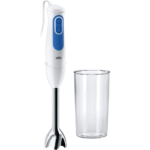 Braun Hand Blender, 700Watts, Stainless Steel Blades with Plastic Beakers, MQ3000WH