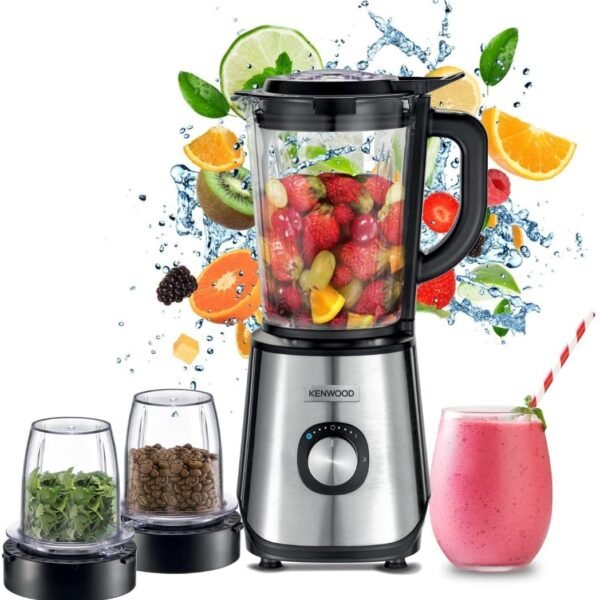 Kenwood Glass Blender, Smoothie Blender w/ Grinder Mill, Chopper Mill, Ice Crush Function, 2L, 1000W | BLM45.720SS